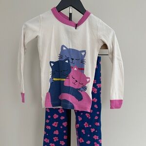 Hanna Andersson Cat Print Pajama Set - Blue and Pink